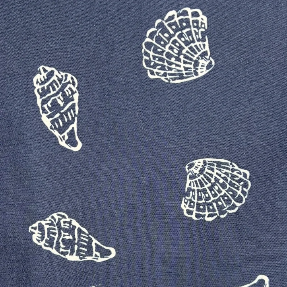 Sail to Sable Seashell Print Signature Mini Caftan Cotton Dress Mini Navy L NWT - Picture 10 of 13